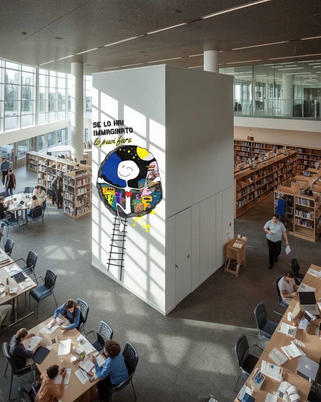 Murales nelle scuole, biblioteche, librerie